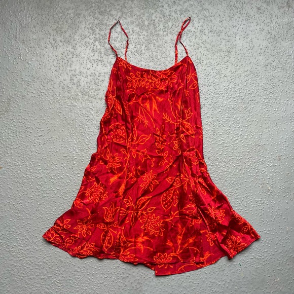 Victoria's Secret Dresses & Skirts - Victoria's‎ Secret Floral Cami Dress Size M 100% Silk Red Orange